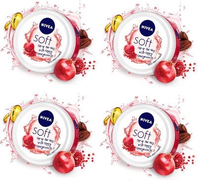 Nivea Men Women Soft Moisturizing Cream with Pomegranate Extract Smooth Skin (PACK OF 4)(200 ml)