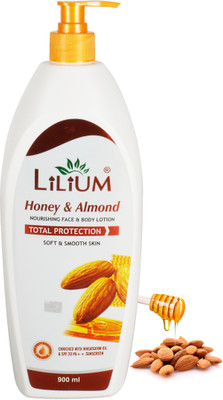 LILIUM Honey & Almond Nourishing Face & Body lotion | Protective, Soft & Smooth Skin(900 ml)