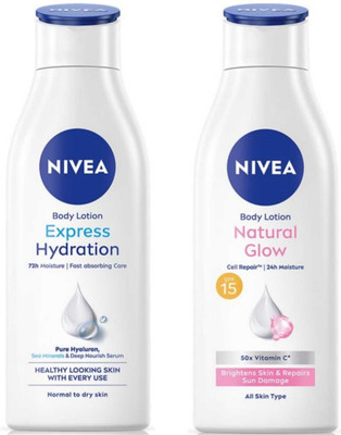 NIVEA Lotion 200ml - Express Hydration & Natural Glow (Pack of 2)(400 ml)
