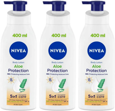 NIVEA Aloe Protection SPF 15 5 in 1 Care Lotion (Pack of 5)(1200 ml)