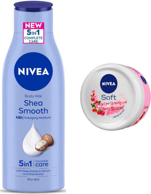 NIVEA Shea Smooth milk 200ml and Berry Blossom 50ml cream 2pc set(300 ml)