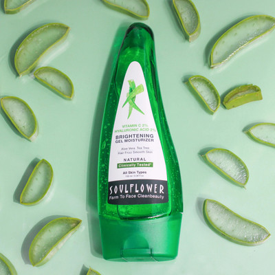 Soulflower Aloe Vera Gel with Tea Tree, Hyaluronic Acid | For Hair fall, Skin Glow & Acne |(100 ml)