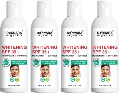 Donnara Organics Natural Skin Whitening Body Lotion with SPF 35+ Pack 4 of 100ml Bottle(400 ml)