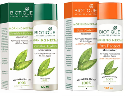 BIOTIQUE Morning Nectar Moisturizer 120ml & Morning Nectar SPF Moisturizer -120ml(240 ml)