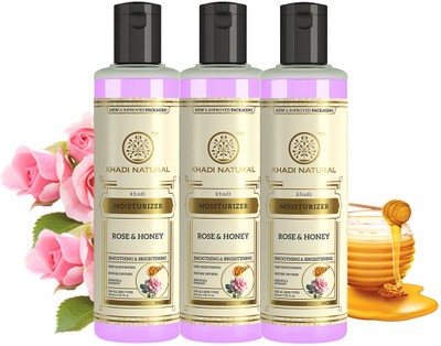 KHADI NATURAL Rose & Honey Moisturizer(Pack of 3) (3 x 210 ml)(630 ml)