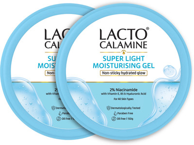 Lacto Calamine Light Moisturising Gel |Non-sticky & Hydrating| Niacinamide & Vit E| Pack of 2(300 g)