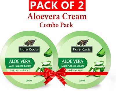 Pure Roots Aloe Vera Cream Pack Of 2 (200ml * 2)(400 ml)