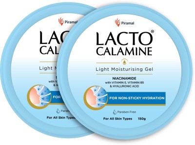 Lacto Calamine Light Moisturising Gel |Non-sticky & Hydrating| Niacinamide & Vit E| Pack of 2(300 g)