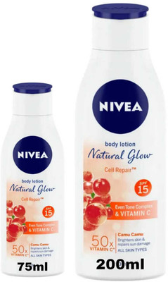 NIVEA Natural Glow Cell Repair 200ml & 75ml Set of 2(275 ml)