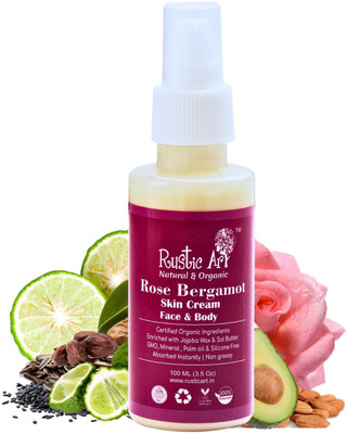 RUSTIC ART Rose Bergamot Skin Cream - Face & Body(100 ml)