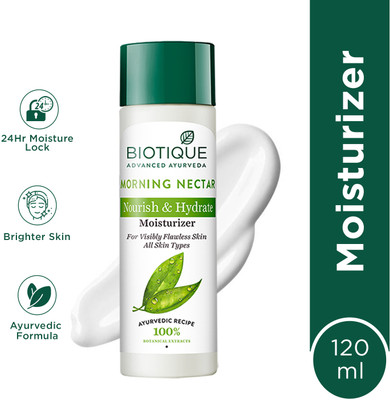 BIOTIQUE Morning Nectar Flawless Skin Moisturizer | 24H Deep Moisture | All Skin Types(120 ml)