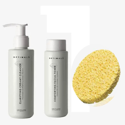 Oriflame Sweden OPTIMALS CLARIFYING CREAMY CLEANSER & COMFORTING FACIAL TONER & CLEANSING PAD(300 ml)