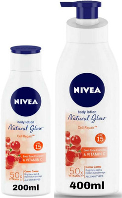 NIVEA Natural Glow Cell Repair Pump 400ml & 200ml Set of 2(600 ml)