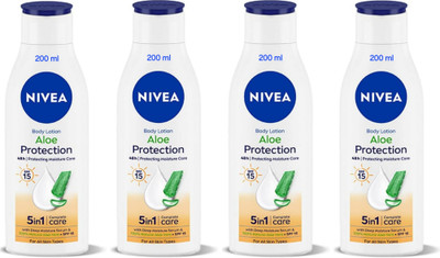 NIVEA Aloe Protection SPF 15 5-in-1 Complete Care Body Lotion - 200ml (Pack of 4)(800 ml)