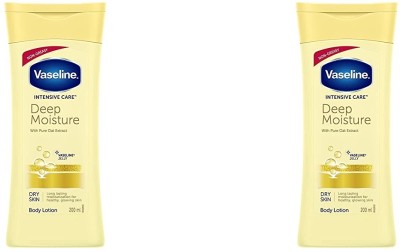 Vaseline DEEP MOISTURIZER DRY SKIN LONG LASTING BODY LOTION 200 ML X 2(400 ml)