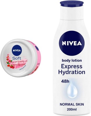 NIVEA Express Hydration 200ml lotion and Berry Blossom 50ml cream 2pc set(250 ml)