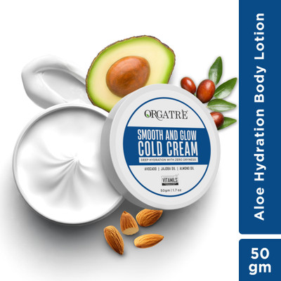 Orgatre Smooth and Glow Cold Cream for Winters, Deep Hydration with 24 Hrs Moisturizer(50 g)