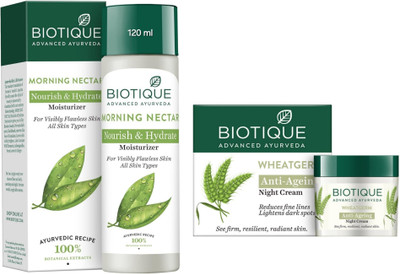 BIOTIQUE Morning Nectar Moisturizer 120 ML & Wheatgerm Cream 50g(170 ml)