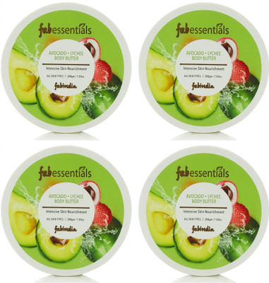 fabessentials Avocado Lychee Body Butter,200ml x Pack of 4(800 ml)
