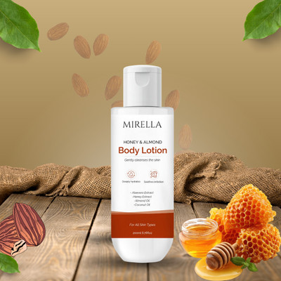 MIRELLA Honey & Almonds Deep Nourishment, Skin Softening, and Radiant Glow Body Lotion(200 ml)