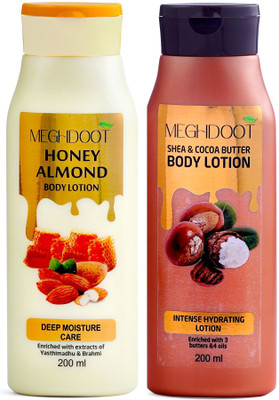MEGHDOOT Combo Pack of Honey Almond Shea and Cocoa Butter Body Lotion(200ml Each)(400 ml)
