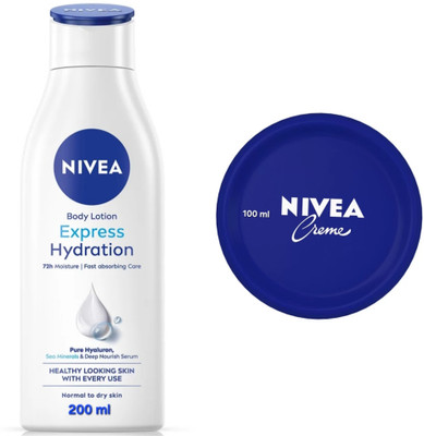 NIVEA EXPRESS HYDRATION BODY LOTION 200 ML & CREME 100 ML(300 ml)