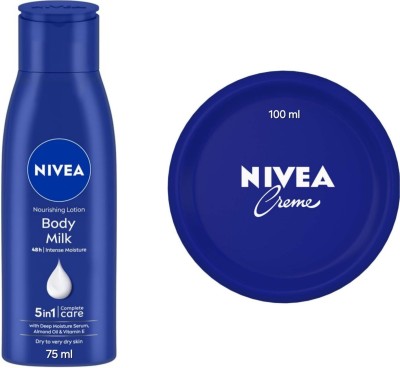 NIVEA Body Milk Nourishing Body Lotion - 75ml & Cream - 100ml (Pack of 2)(175 ml)