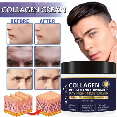 smartdrops Collagen & Retinol Face Cream | Day & Night Use | Lightweight Face Moisturizer(100 g)