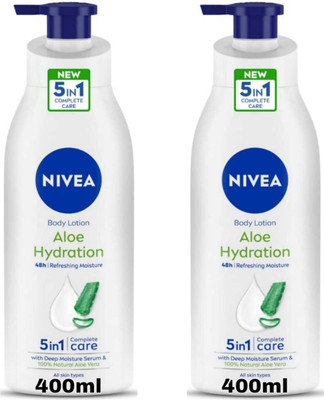 NIVEA Aloe Hydration 400ml Pump lotion Set of 2pc(800 ml)