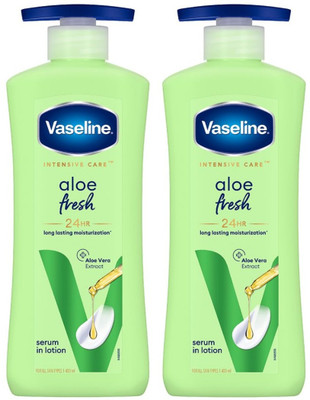 Vaseline Intensive Care, Aloe Fresh Hydrating Body Lotion, Ml X 2 (400 ml),Hydrated Skin(800 ml)