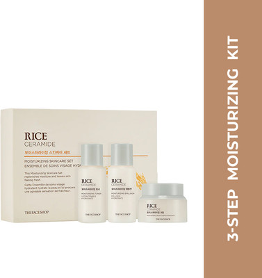 The Face Shop Rice & Ceramide Moisturizing Skincare Set,travel friendly skincare routine(78 ml)