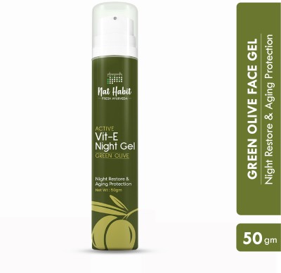 Nat Habit Vitamin-E Olive Active Face Gel For Night Restore| Anti-Aging With UV Protection(50 g)