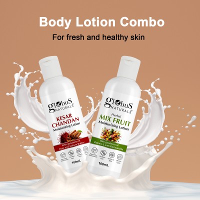 Globus Naturals Body Lotion Combo - Kesar Chandan & Mix Fruit Body Lotion, Set of 2(200 ml)