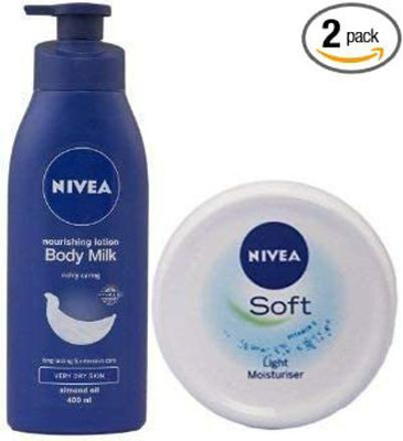 NIVEA Body Milk Lotion 400 ML , Soft 100 Ml ( Pack Of 2 )(500 ml)