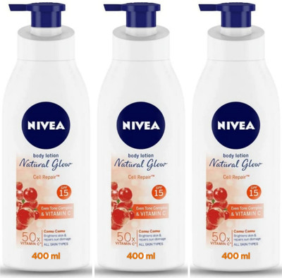 NIVEA Natural Glow Cell Repair SPF 15 Lotion (Pack of 3)(1200 ml)