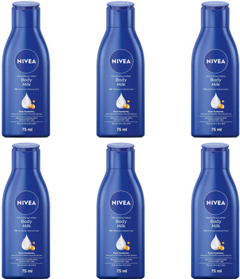 NIVEA BODY MILK BODY LOTION 75 ML ( PACK OF 6 )(450 ml)