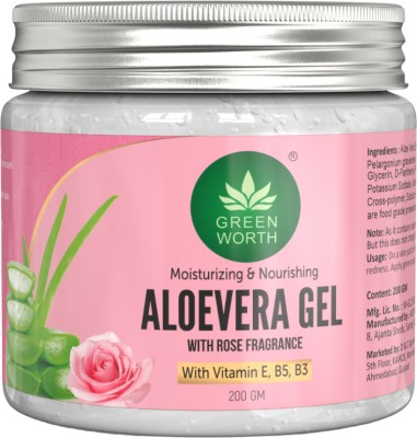 Greenworth Pure and Natural Aloevera Rose Gel with Vit B3 , E and Pro-vit B5(200 g)