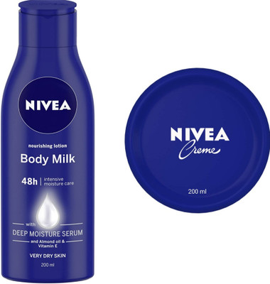 NIVEA Body Milk Body Lotion 200 ML & Creme 200 ML(400 ml)