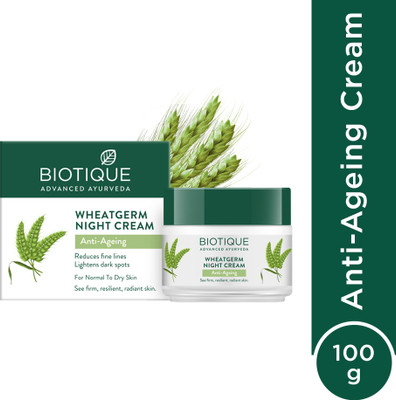 BIOTIQUE Wheat Germ Anti Ageing Night Cream Reduces Fine Lines & Lightens Dark Spots(100 g)