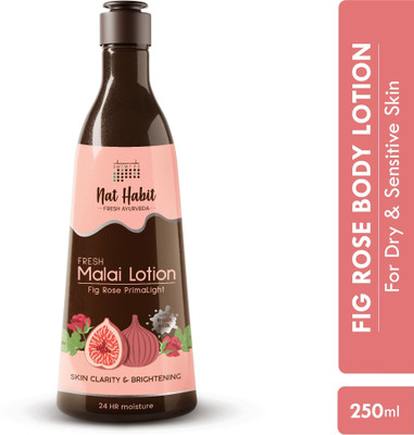 Nat Habit Malai Body Lotion Moisturizer Fig Rose PrimaLight For Glowing Skin & Hydration(250 ml)