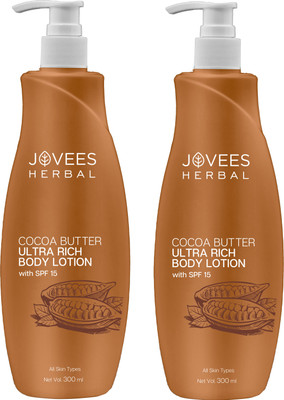 JOVEES Cocoa Butter Ultra Rich Body Lotion With SPF, Pack of 2(600 ml)