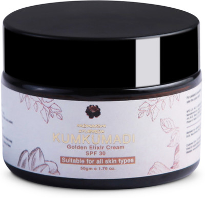Padmakshi Ayurveda Kumkumadi Golden Elixir Cream With SPF 30 - Radiance|Rejuvenation|Anti-Aging(50 g)