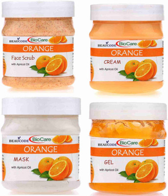 BEAUCODE BioCare Orange Facial Kit 250gm Each For Women & Men For All Skin Types(4 x 250 ml)