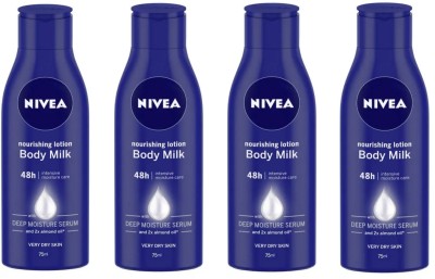 NIVEA Body Milk Body Lotion 75ML (Pack Of 4)(300 ml)