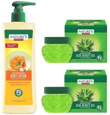 Nature's Essence NOURISHING ALMOND & HONEY BODY LOTION 400ML + ALOVERA BEAUTY GEL 200ML(3 Items in the set)