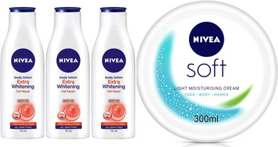 NIVEA 2pc Cell Repair 75ml and Soft 300ml Set of 3(525 ml)