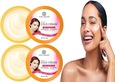 Pink Square Cold Cream Cream with Vitamins for Soft Glowing & Clear Skin 100g Pack of 2(200 g)