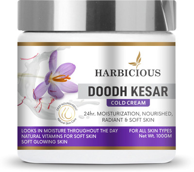 harbicious Doodh Kesar Cold Cream, Soft Light & Non-Greasy Cream for Instant Moisture(100 ml)