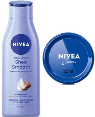 NIVEA Cream 25ml & Shea Smooth Lotion 200ml (Pack of 2)(225 ml)