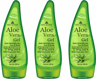 Bon Austin Aloe Vera Multipurpose Beauty Gel for All Skin Type (130ml) Pack of 3(390 ml)